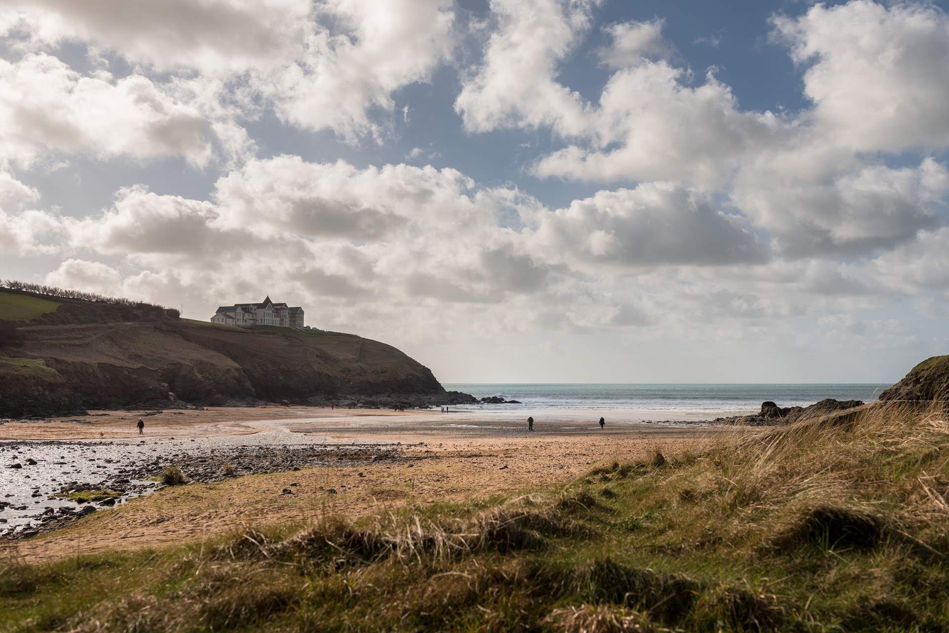 Poldhu is a short walk westerly on the coast path from Col Ros and has a fantastic beach cafe open all year round.