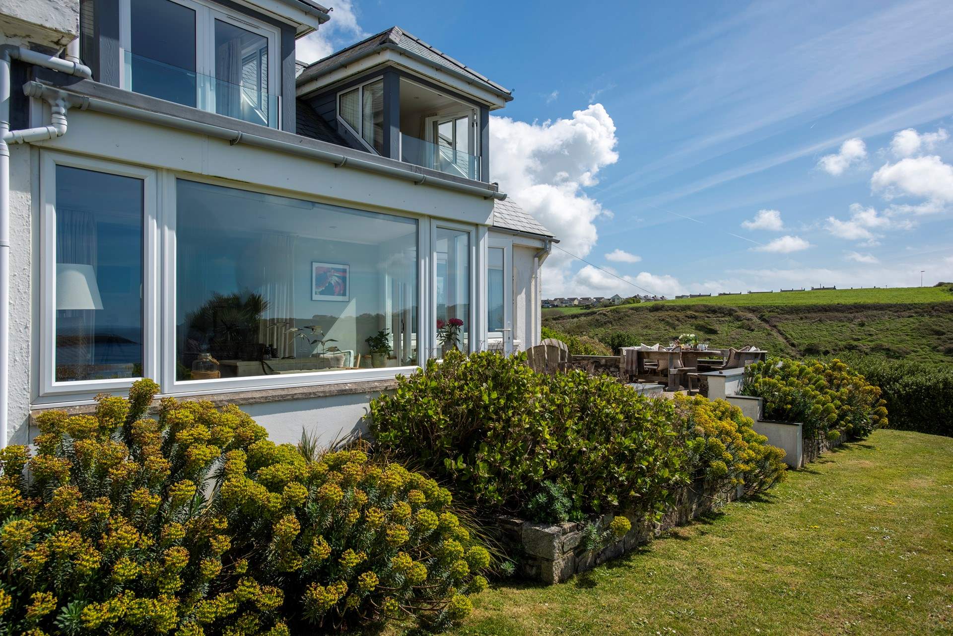 Enjoy the outlook from the enormous windows.