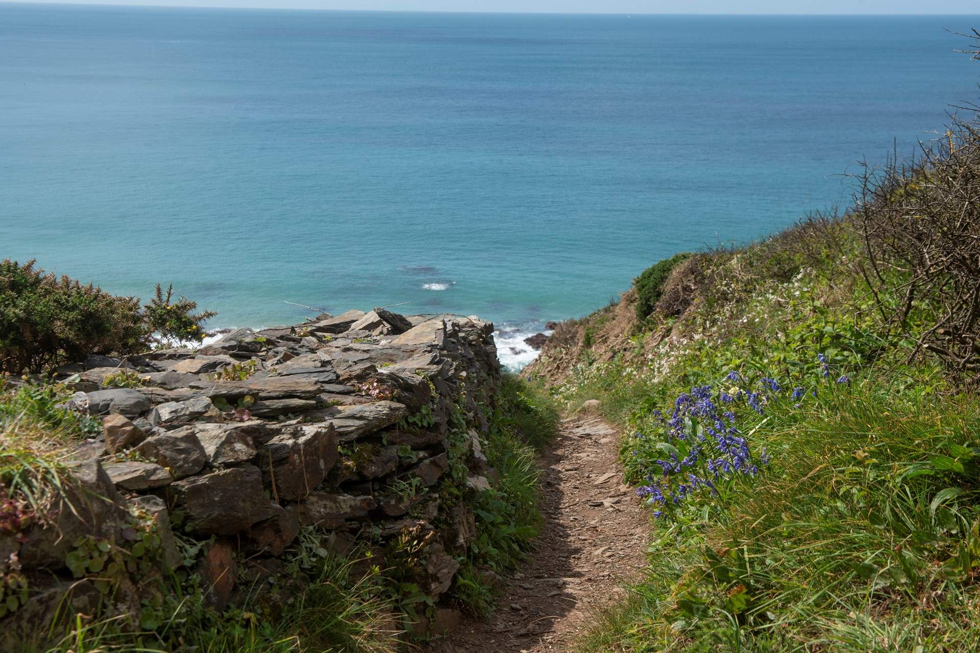 Exit through the garden gate onto the beach pathway.