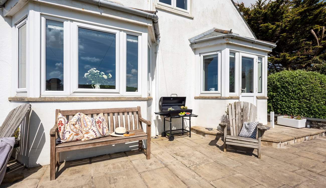 The sheltered barbecue area can be accessed from the kitchen.