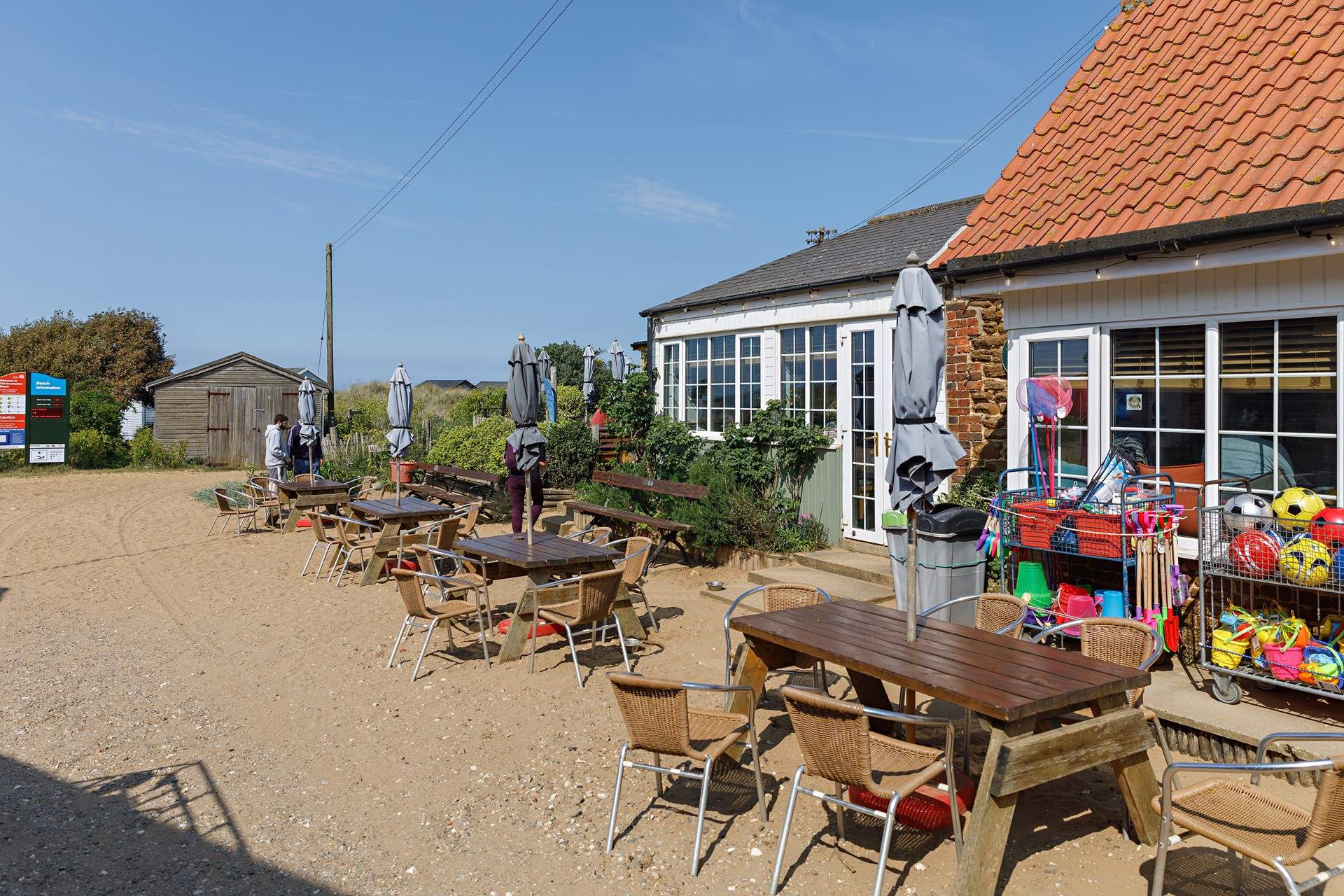 The beach cafe in Hunstanton is popular throughout the year. 