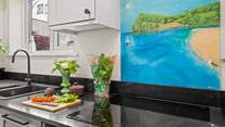 The kitchen is a bright and welcoming area, one which chef should enjoy.