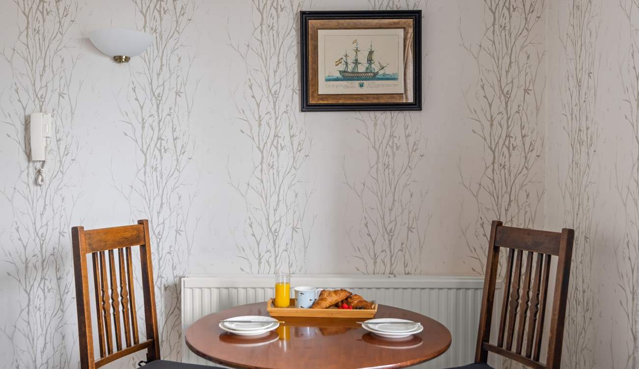 The dining-table is perfectly sized for two.