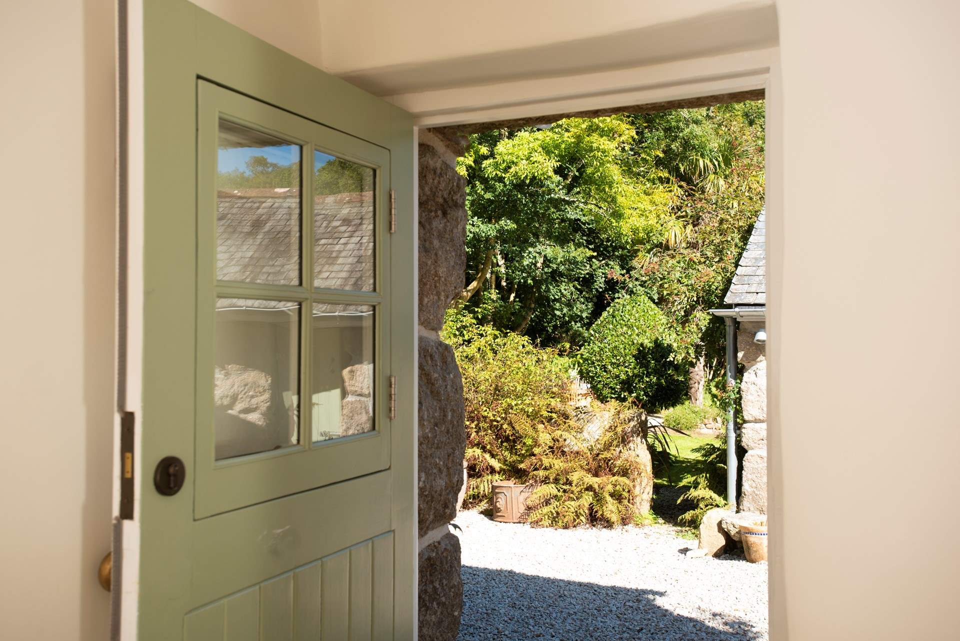 The door from the dressing-room leads into the enchanting grounds.