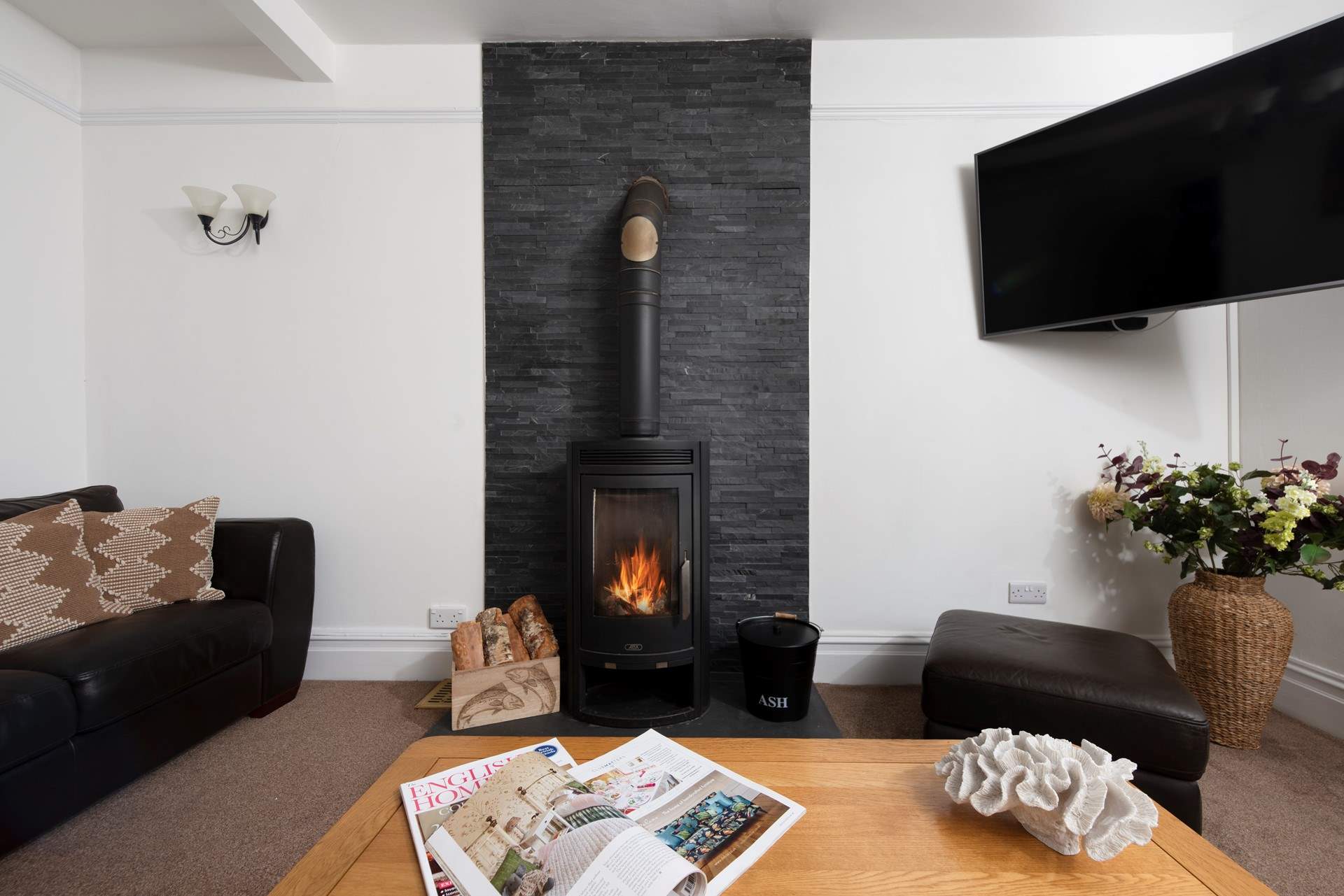 Fireside comfort on chillier evenings.