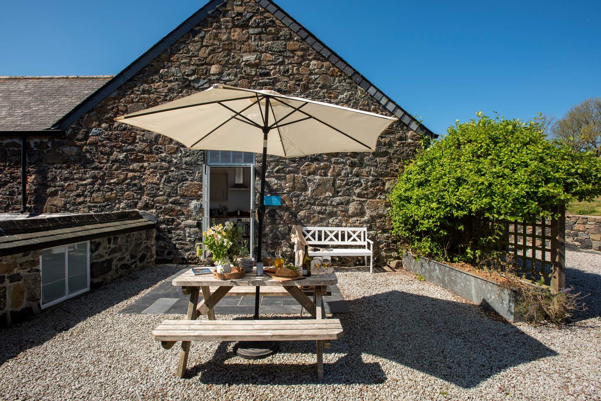 Enjoy breakfast on the patio.