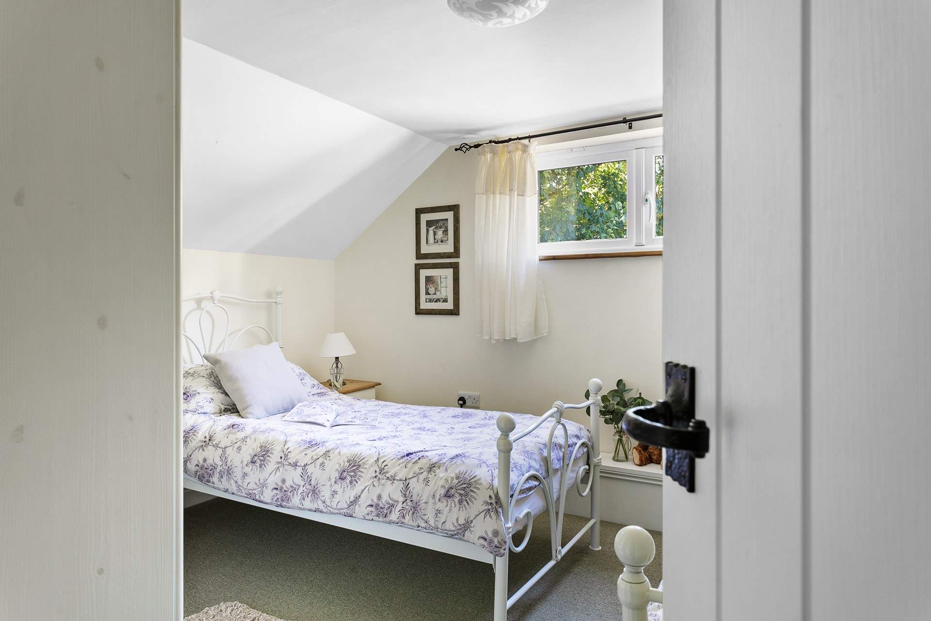 Peeking into the twin bedroom.