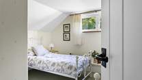 Peeking into the twin bedroom.