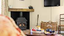 For those colder snaps the log burner will take the strain. Please note the TV has been upgraded to a Smart TV.