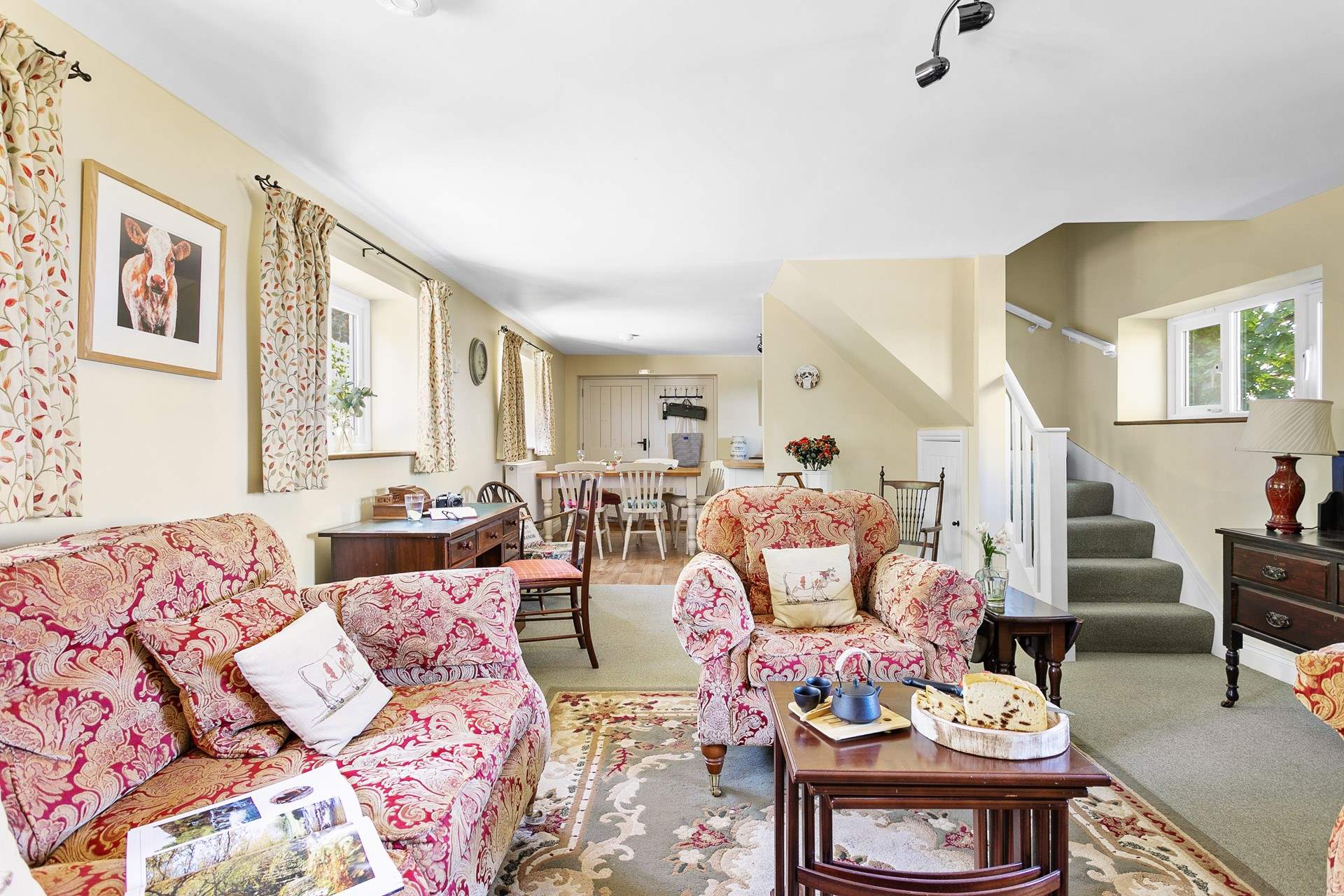 The living-room offers a traditional feeling that makes it feel like home