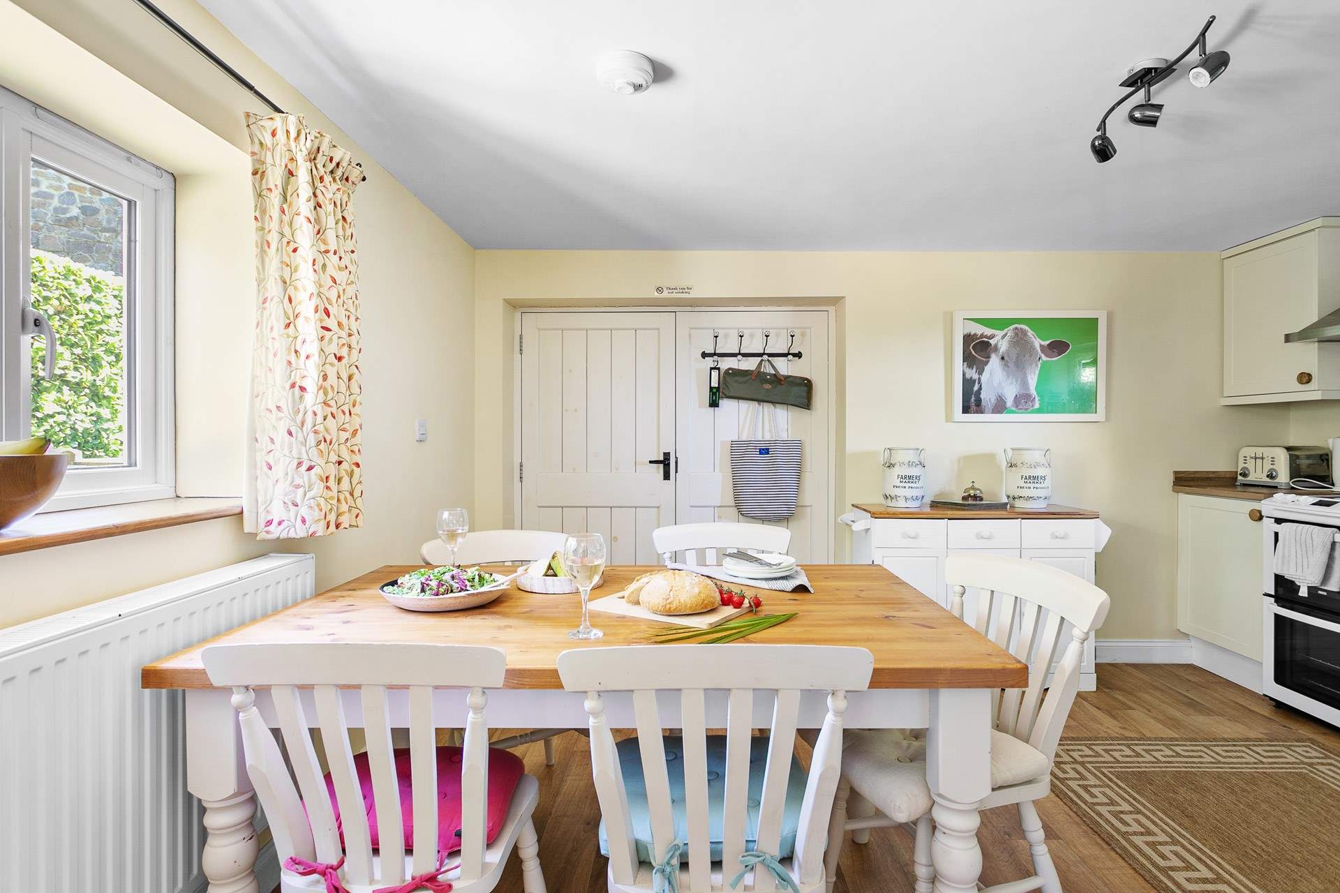 The farmhouse kitchen is delightful.