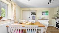 The farmhouse kitchen is delightful.