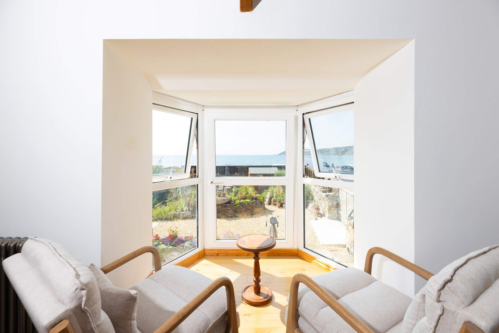 The view from the upstairs sitting-room, the sea is just moments away.