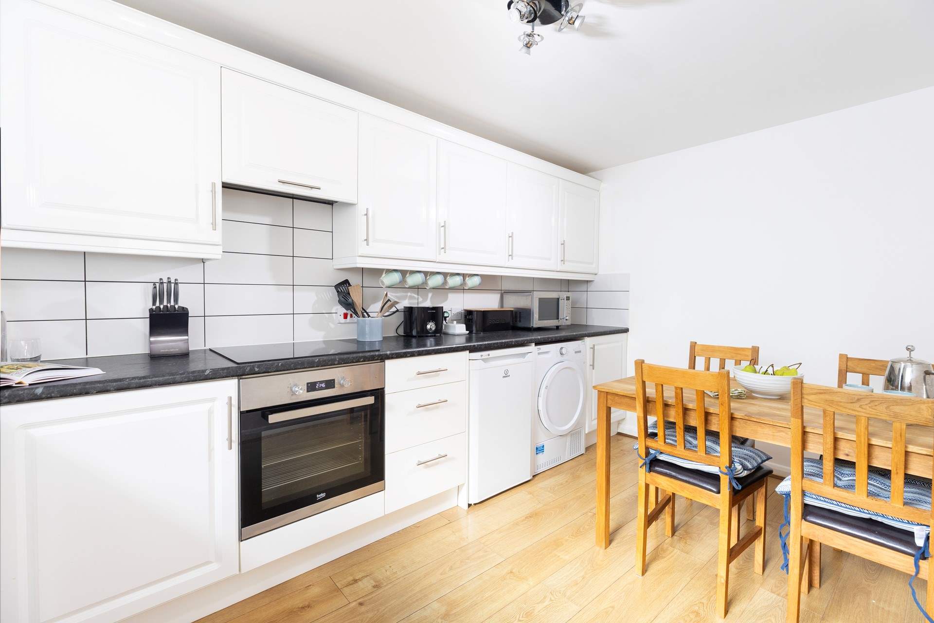 The kitchen is well-equipped for your every need. 