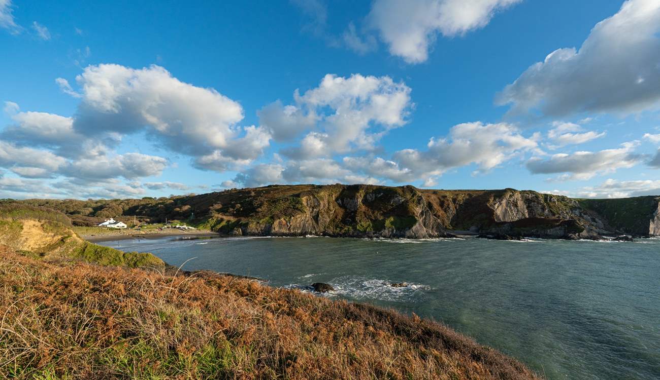 Enchanting Pwllgwaelod Beach to the north of Abereiddy. Afetr a beach day take supper at the Sailors Safety pub, almost on the beach or at The Shed in Porthgain. 