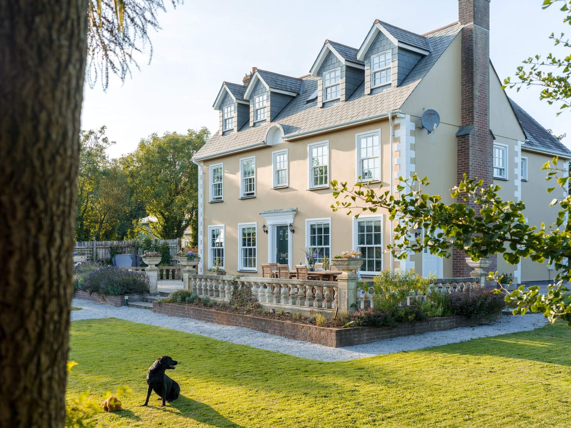 Well behaved dogs are most welcome to join the family but must be kept on a lead outside of the garden.