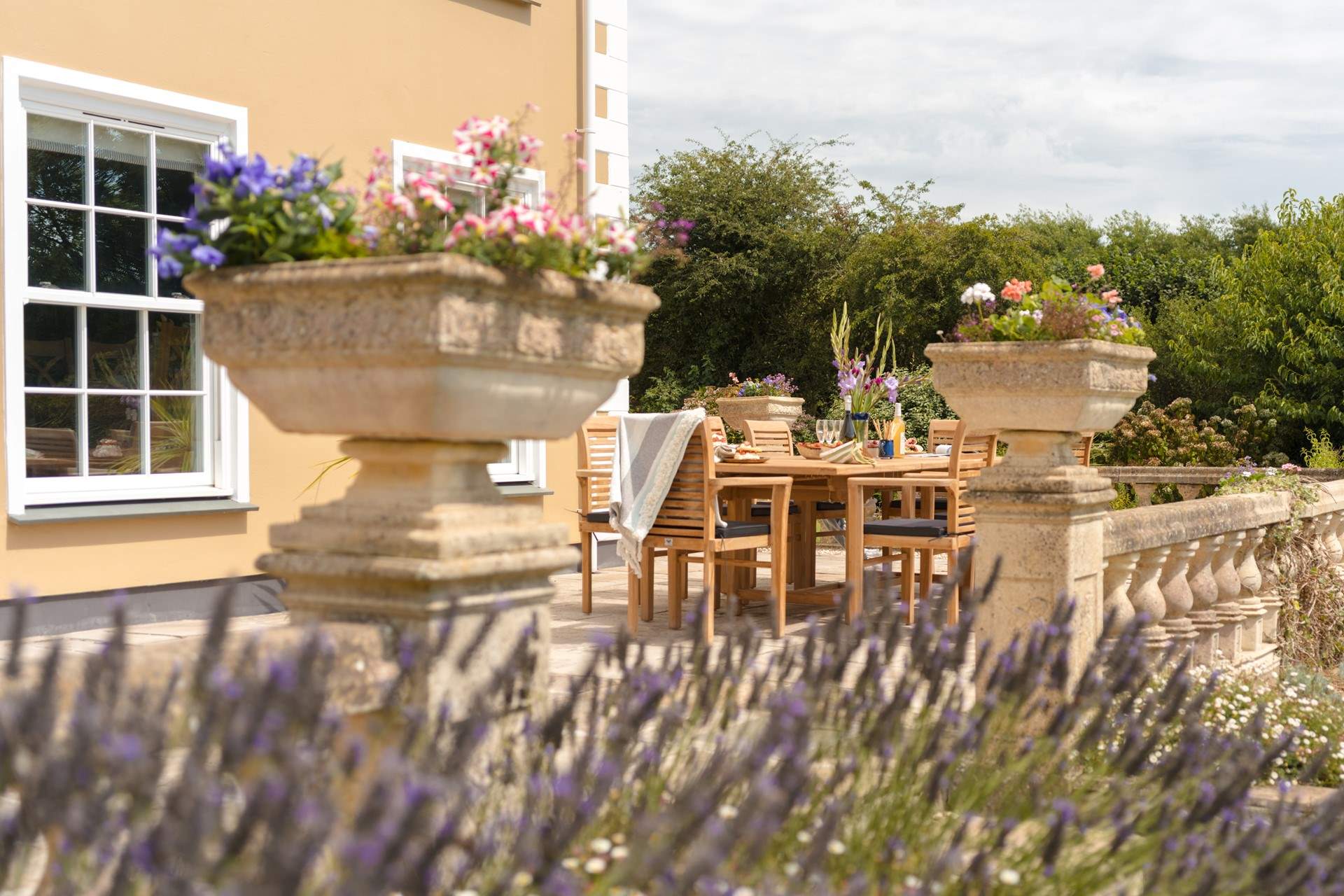 The kitchen overlooks this stunning setting.