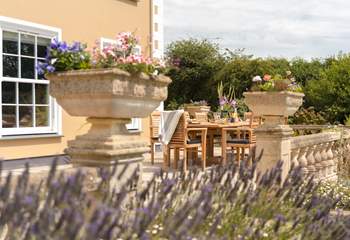The kitchen overlooks this stunning setting.