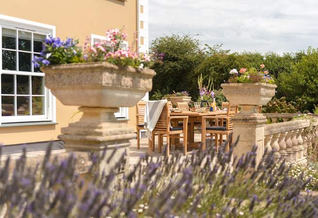 The kitchen overlooks this stunning setting.