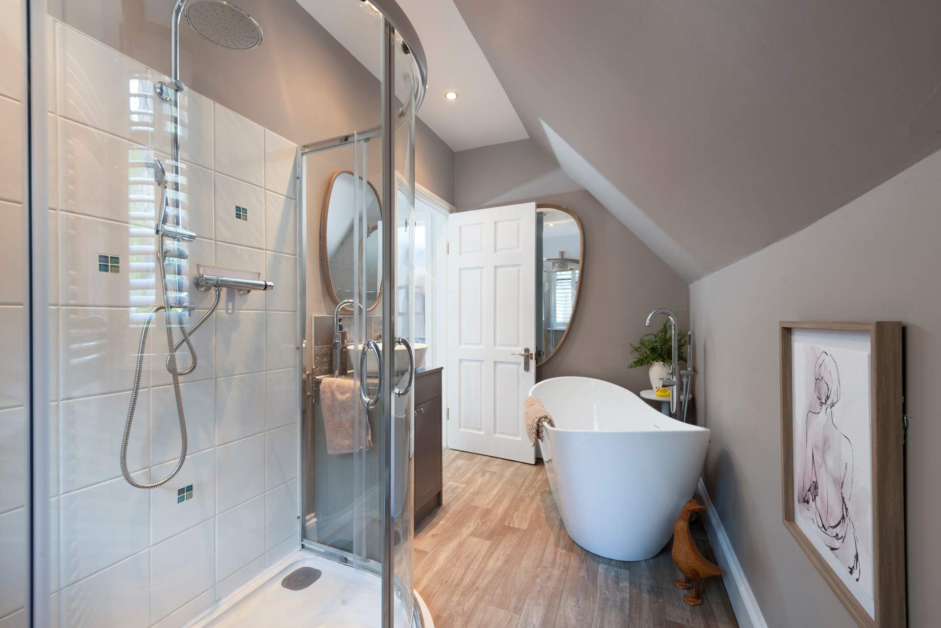 separate shower. 