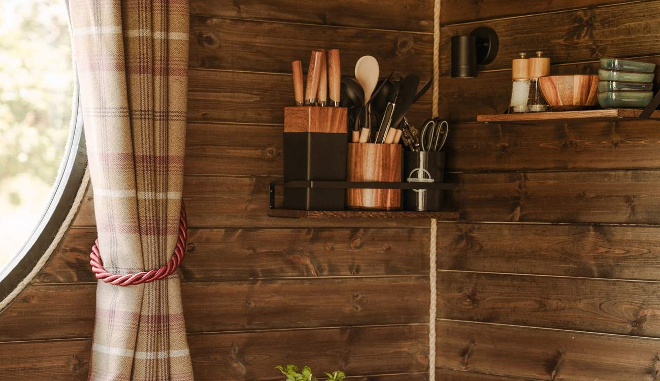 The kitchen has everything you'd need for your getaway.