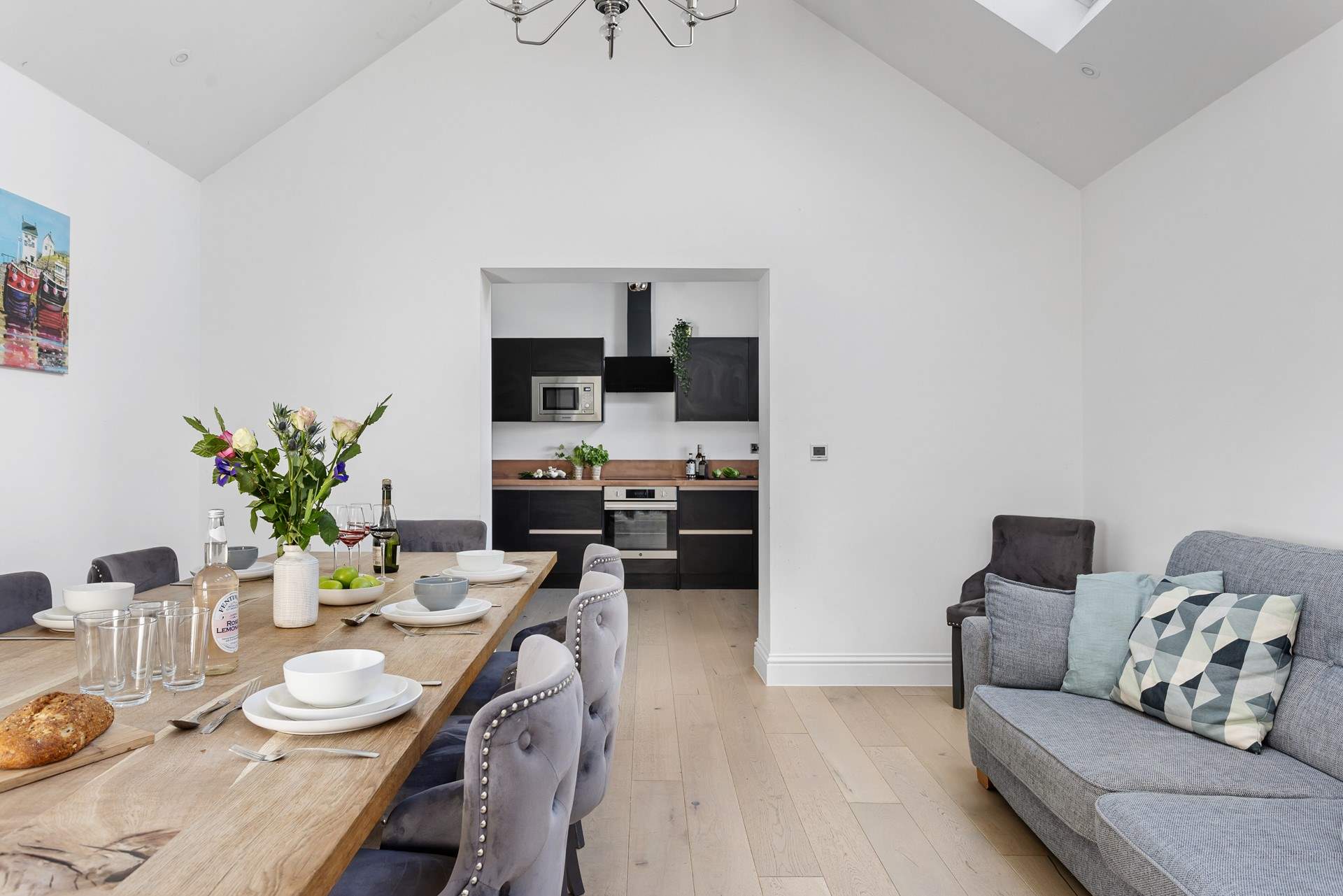 The semi, open plan keeps everyone connected.