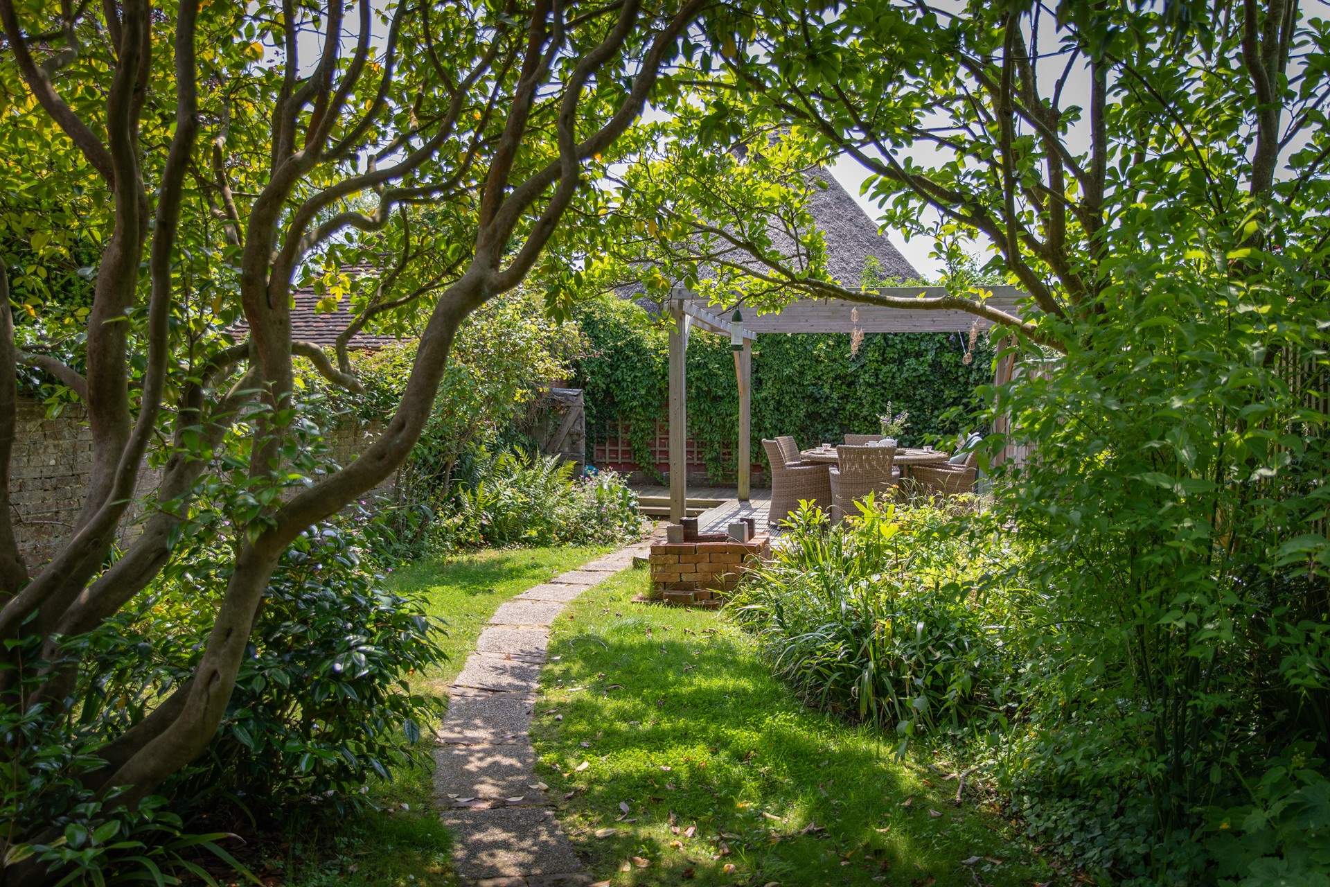 Relax in the peaceful garden. 