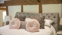 Luxury linens on all the beds.