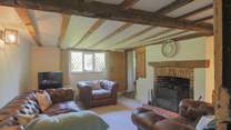 With its cosy open fire.