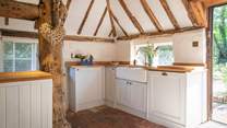 This kitchen has many lovely features.