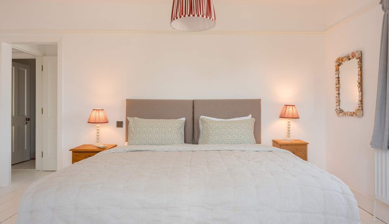 Bedroom 3 has a very calming feel and features a super-king-size 'zip and link' bed (which can be split into two large singles on request).
