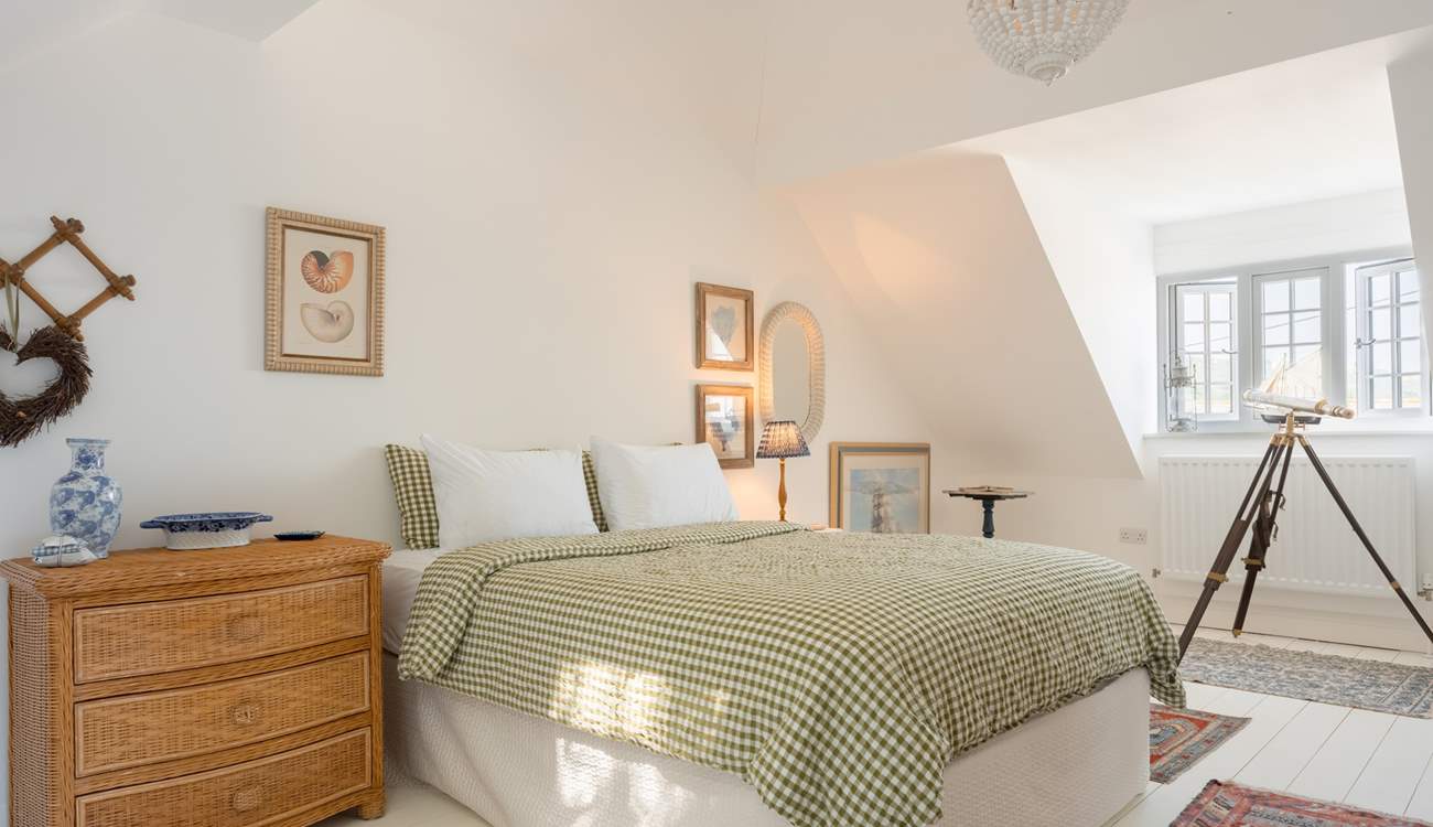 The sumptuous super-king bed just beckons you in and the dual-aspect gives this room a wonderfully open and bright feel.