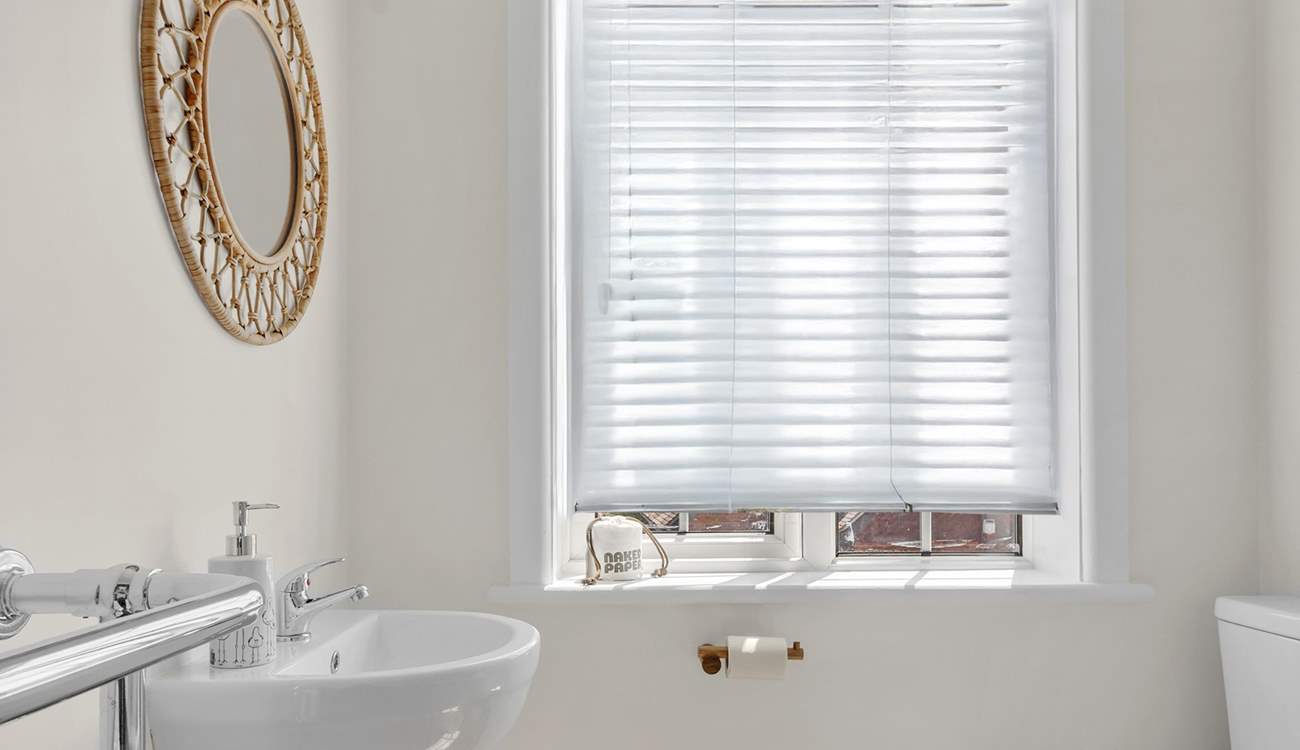 Lots of natural light in the family bathroom.