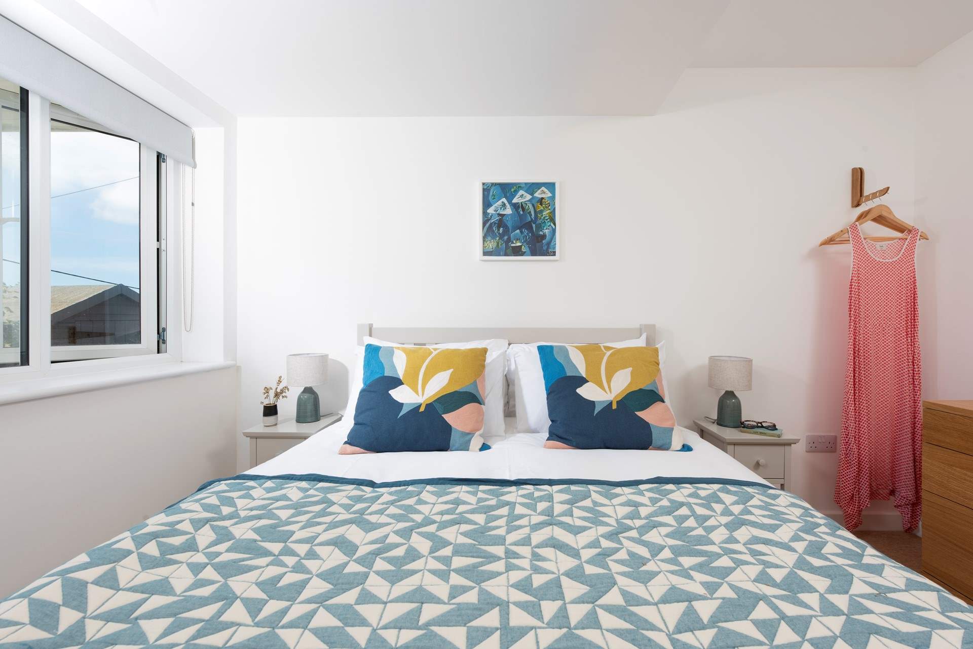 Bright and inviting, a peaceful place for a restful nights sleep by the ocean.