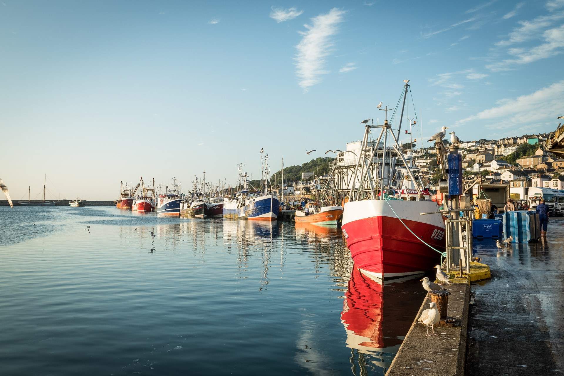 The bustling harbour in Newlyn which showcases the finest seafood in the area.