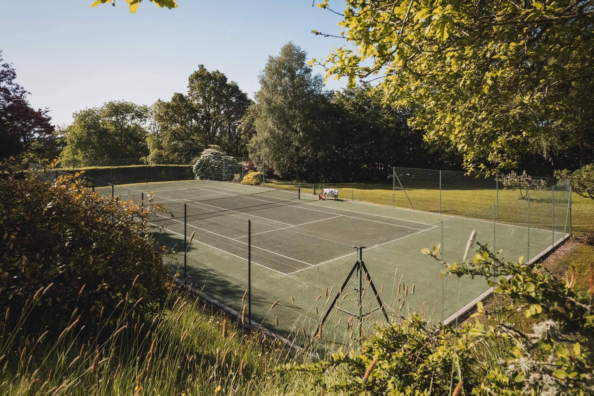 There's even a tennis court for those who want to keep active.