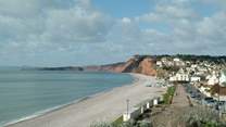 Enjoy fish and chips by the sea at beautiful Budleigh Salterton.