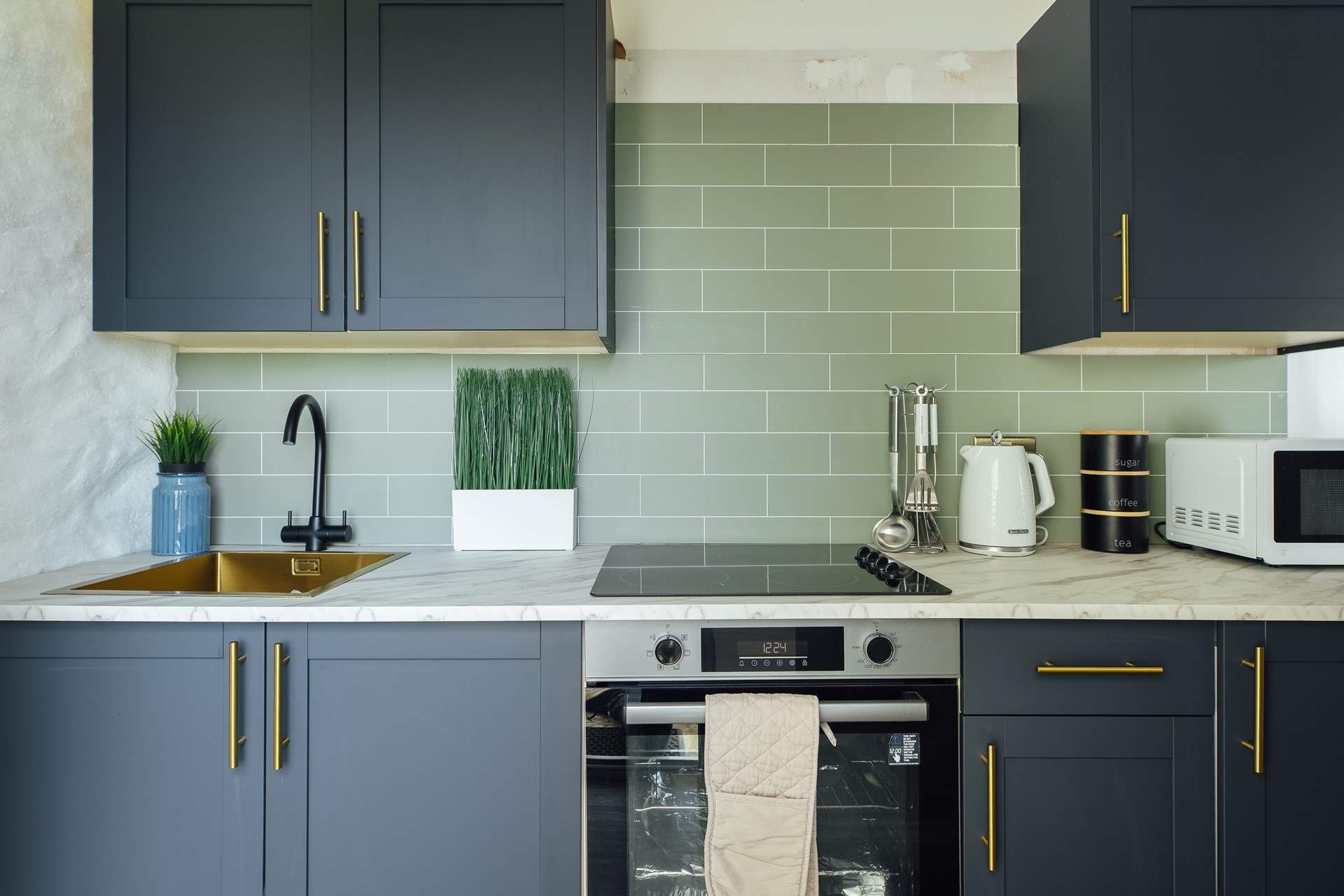 The holiday chef will be in their element in the stylish kitchen.