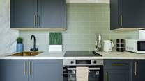 The holiday chef will be in their element in the stylish kitchen.