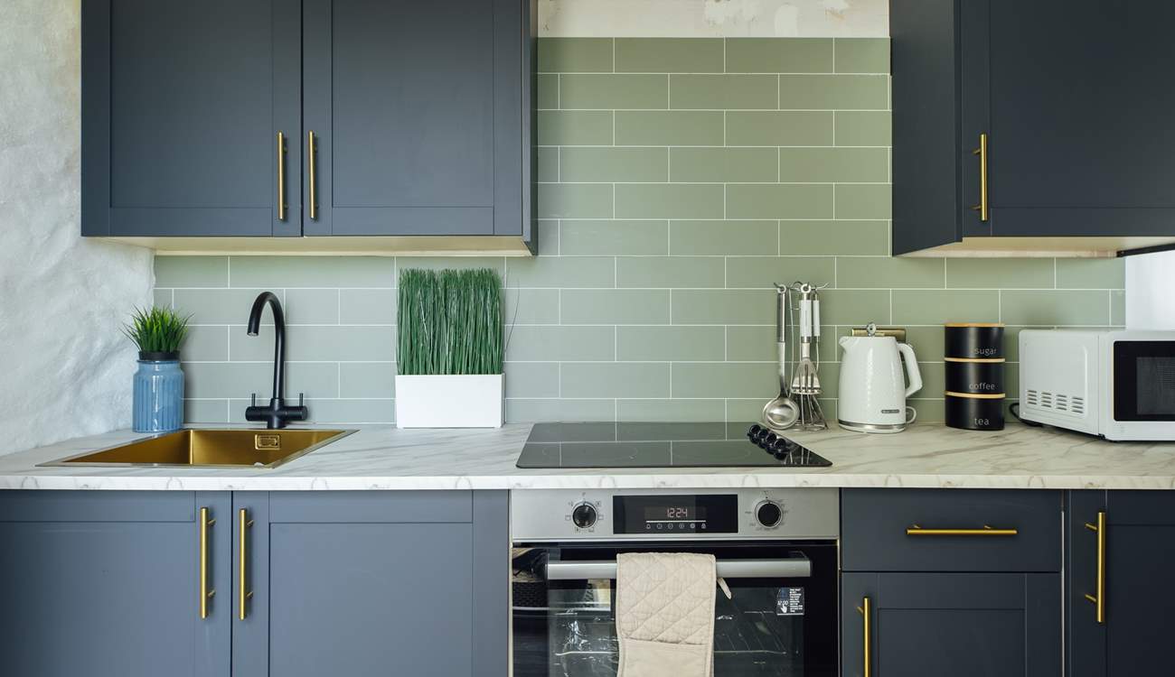 The holiday chef will be in their element in the stylish kitchen.