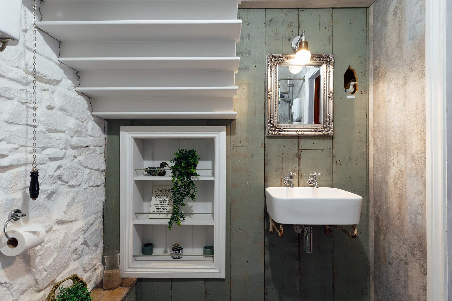 Slow mornings in the stylish, quirky bathroom. 
