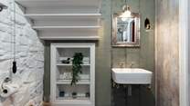 Slow mornings in the stylish, quirky bathroom. 