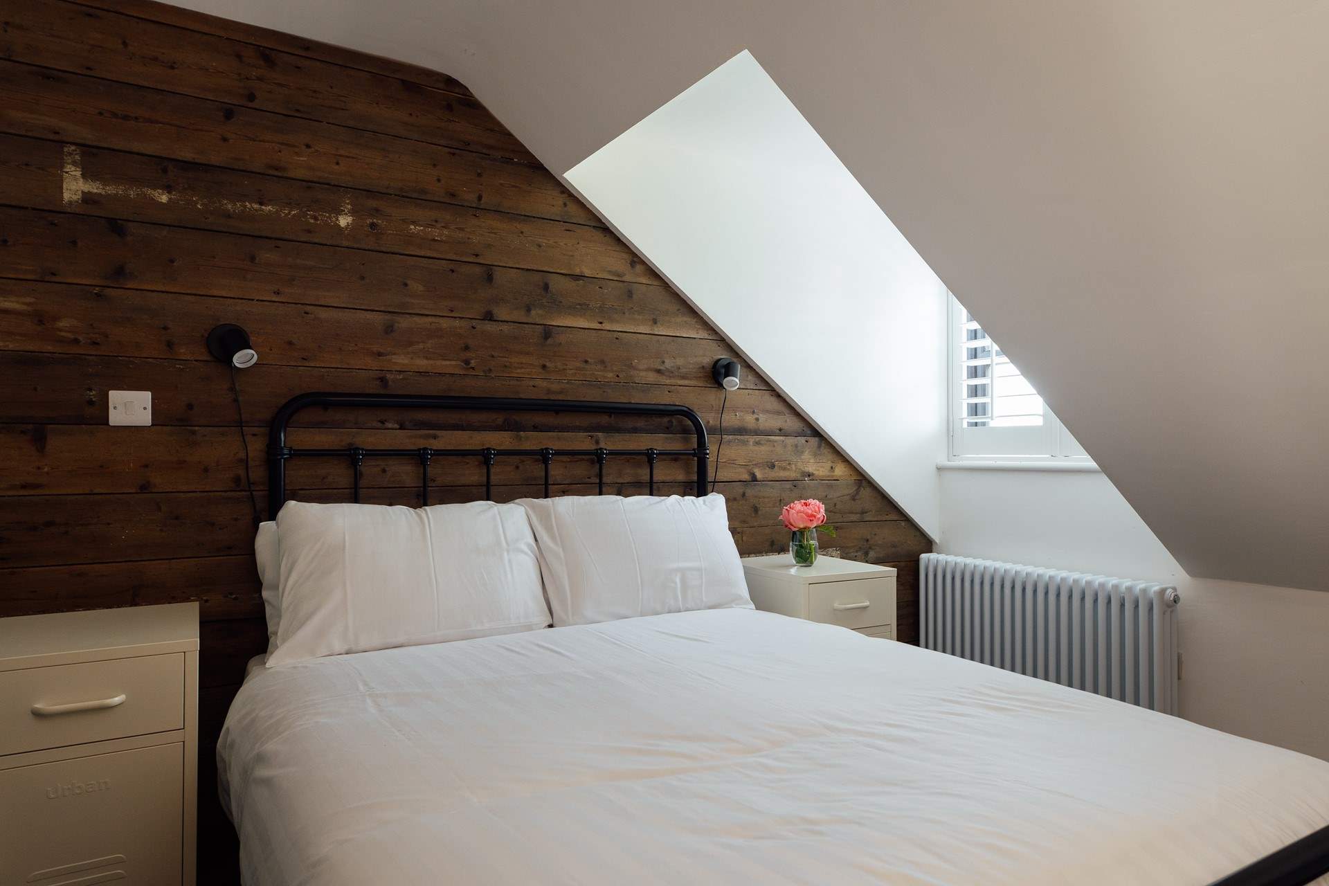 One of two hushed double bedrooms. 