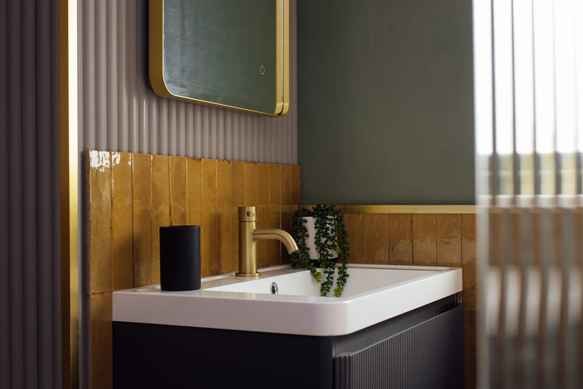 You'll love the sleek, contemporary bathroom. 