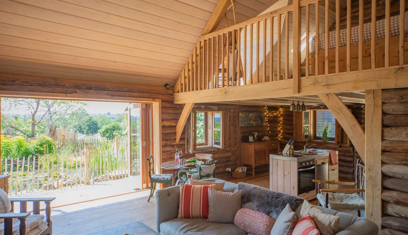 Bi-fold doors open to the courtyard garden.