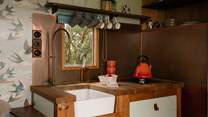 The bijou kitchen is the perfect set-up for leisurely breakfasts and hearty meals.