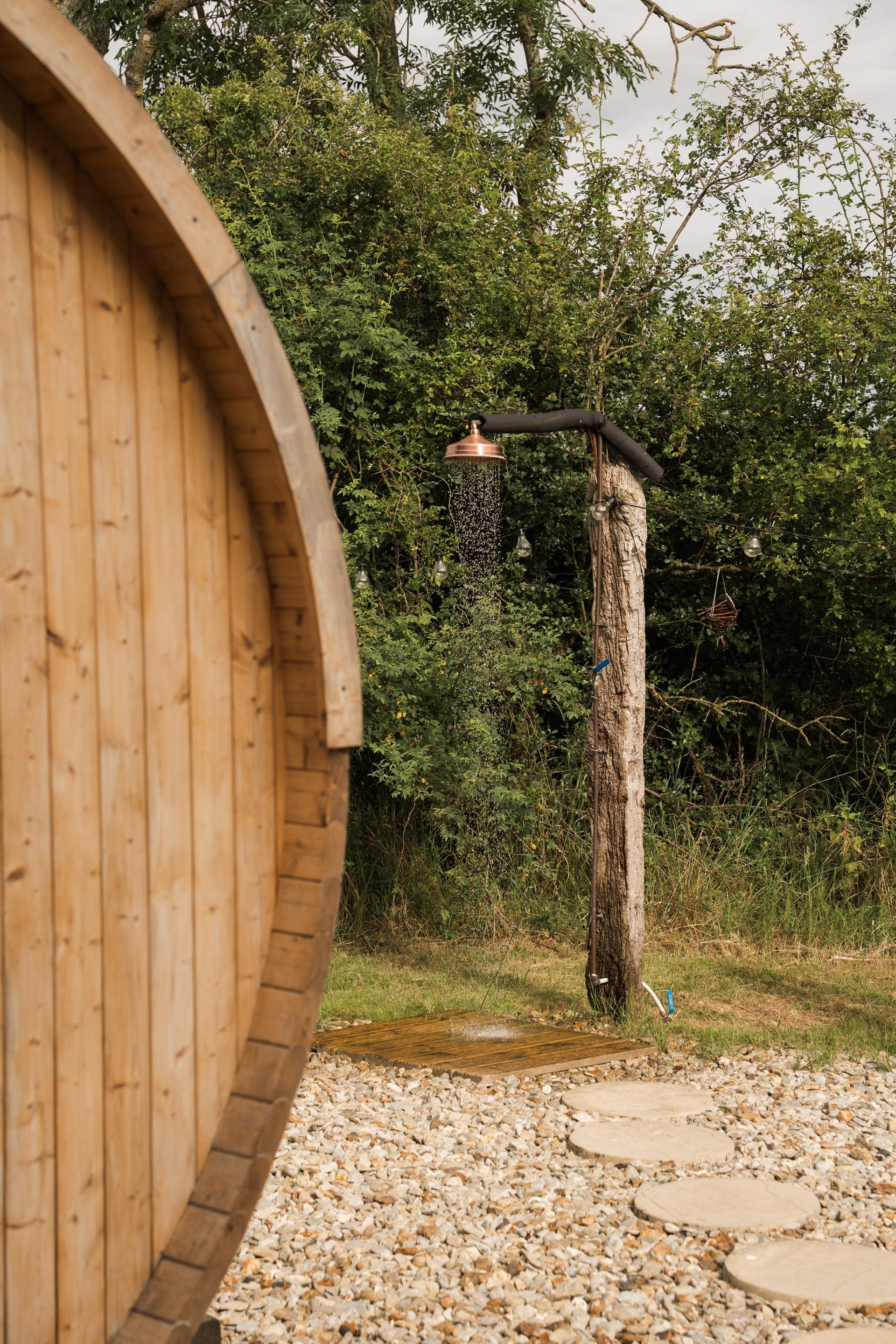 Cool off under the alfresco rainfall shower.
