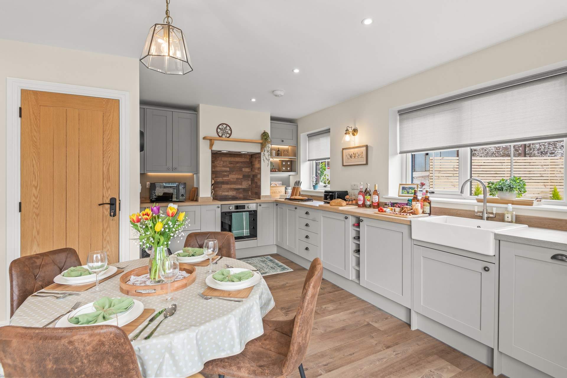 The chef will enjoy creating holiday meals in the well-equipped kitchen.