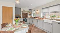 The chef will enjoy creating holiday meals in the well-equipped kitchen.
