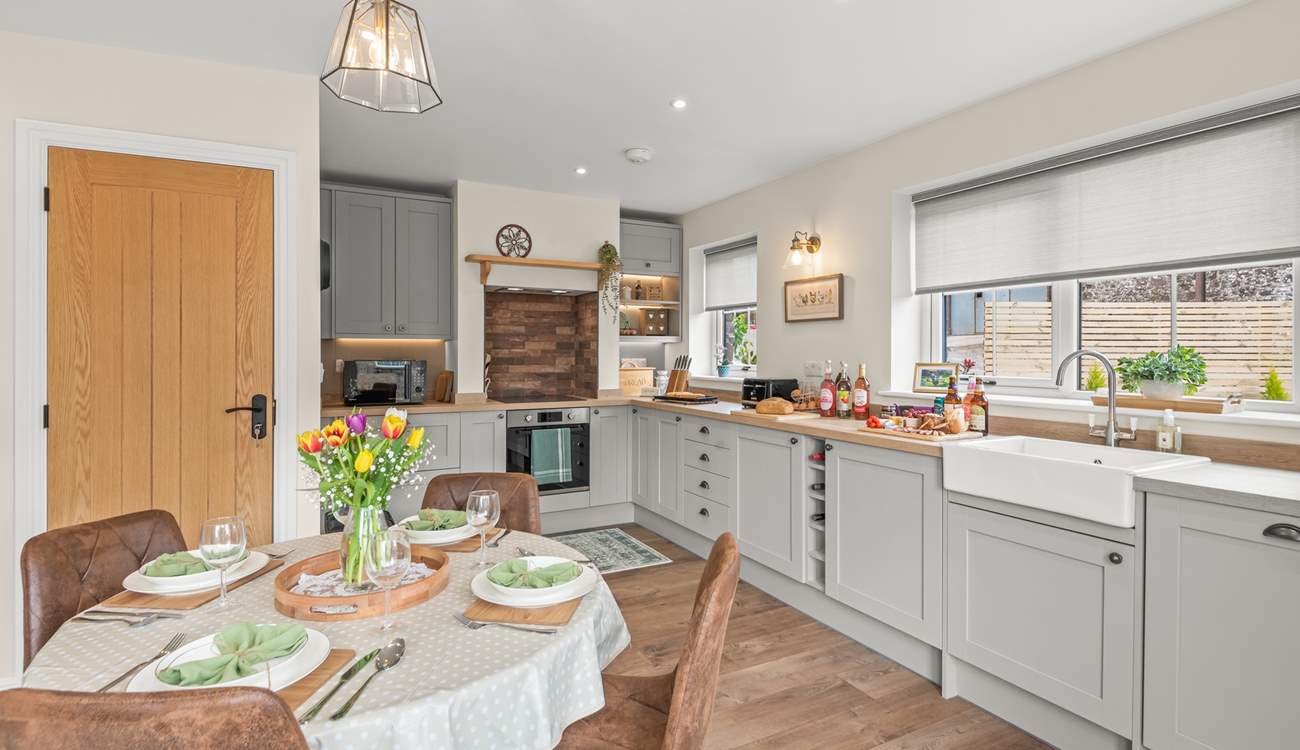 The chef will enjoy creating holiday meals in the well-equipped kitchen.